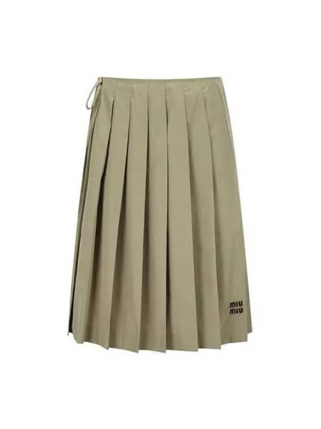 Skirt Pleated Cotton Medium Light Brown - MIU MIU - BALAAN 1