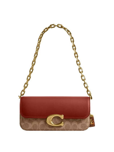 Idol 23 Signature Canvas Snakeskin Detail Shoulder Bag Tan Rust - COACH - BALAAN 1