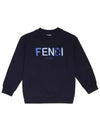 Embroidered logo brushed sweatshirt navy women JUH040 AG18 - FENDI - BALAAN 3