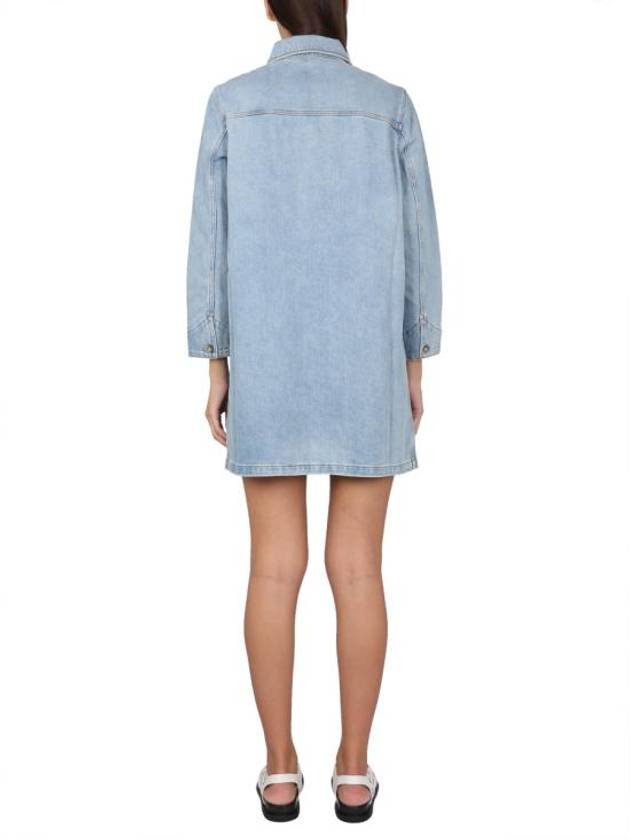 Women's Aurelia Denim Short Dress Stone Wash Indigo - A.P.C. - BALAAN 4