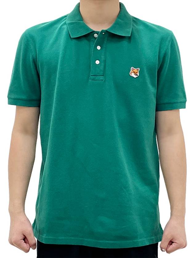 Fox Head Patch Cotton Polo Shirt Green - MAISON KITSUNE - BALAAN 3