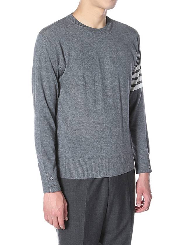 4 Bar Stripe Classic Wool Knit Top Grey - THOM BROWNE - BALAAN 4