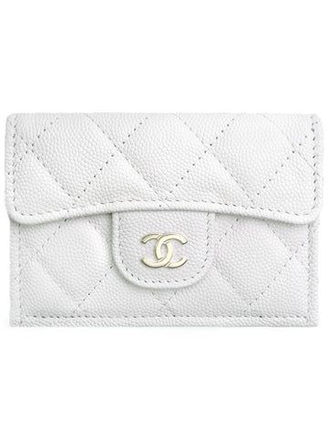 Classic 3 tier bi fold wallet white snap caviar gold plated full set - CHANEL - BALAAN 1