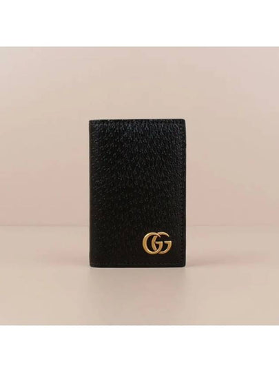 GG Marmont Leather Card Wallet Black - GUCCI - BALAAN 2