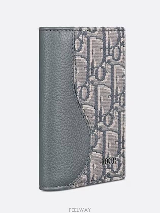 Oblique Saddle Bifold Card Wallet Deep Grey - DIOR - BALAAN 3