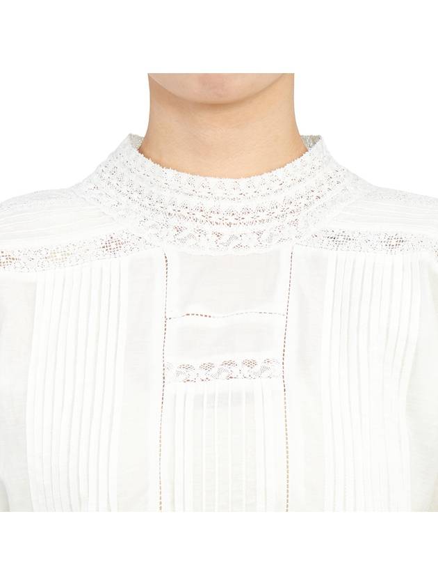 Women's Lace Crew Neck Cotton Blouse White - VANESSA BRUNO - BALAAN 7