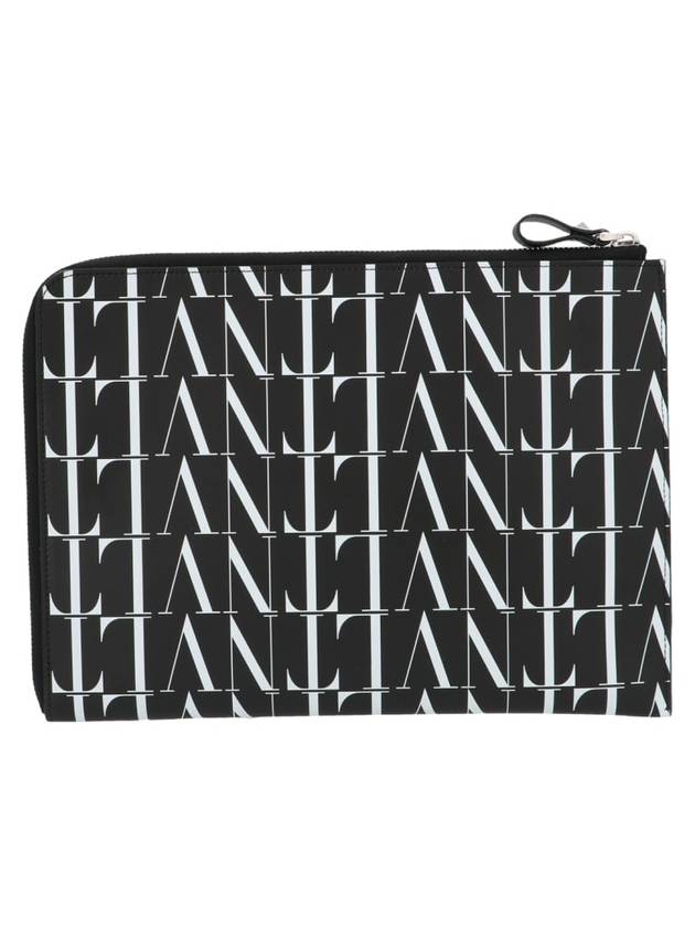 All Over VLTN Logo Clutch Bag Black - VALENTINO - BALAAN.