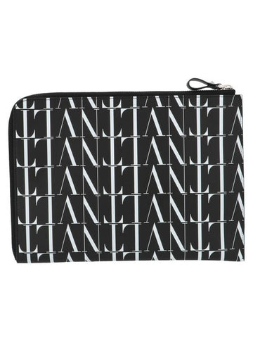 All Over VLTN Logo Clutch Bag Black - VALENTINO - BALAAN 1