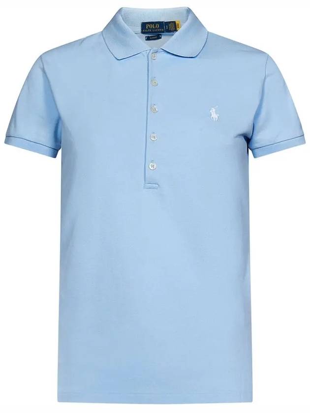 Women's Julie Embroidered Logo Short Sleeve Polo Shirt Light Blue - POLO RALPH LAUREN - BALAAN 2