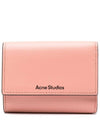 Logo Embossed Leather Half Wallet Pink - ACNE STUDIOS - BALAAN 1