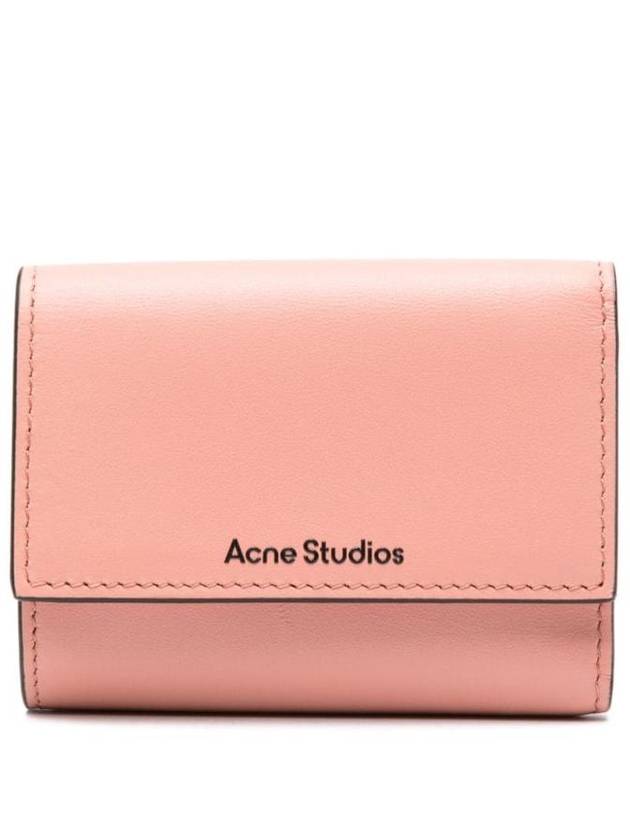 Logo Embossed Leather Half Wallet Pink - ACNE STUDIOS - BALAAN 1