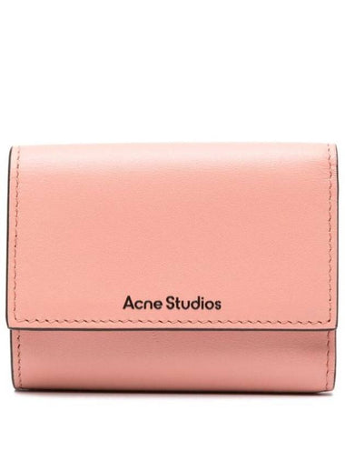 Logo Tri-Fold Leather Half Wallet Pink - ACNE STUDIOS - BALAAN 1