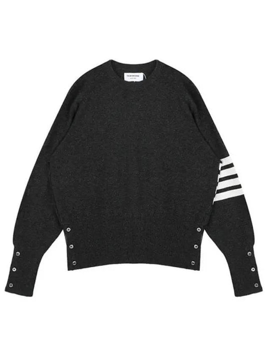 Diagonal Classic Cashmere Knit Top Dark Grey - THOM BROWNE - BALAAN 2