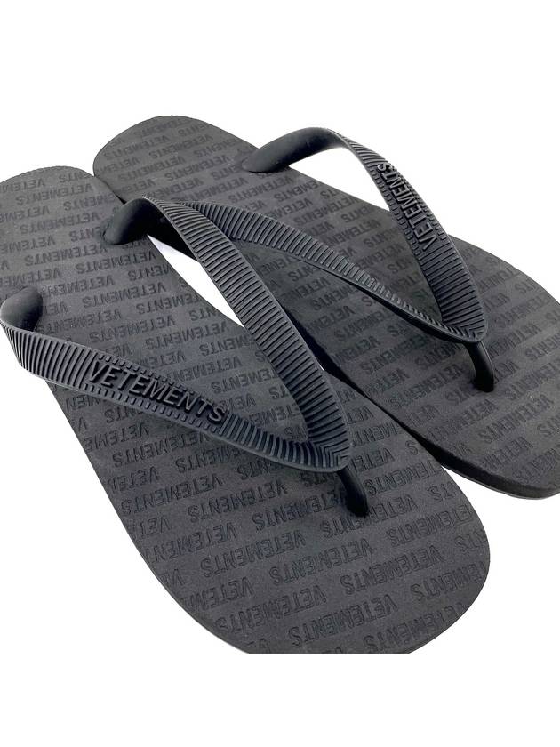 Men's Logo Monogram Flip Flops Black - VETEMENTS - BALAAN 4