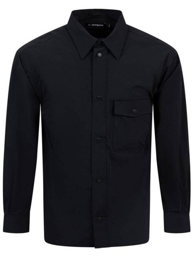 Men's Howard Tech Press Stud Long Sleeve Shirt Black - J.LINDEBERG - BALAAN 2