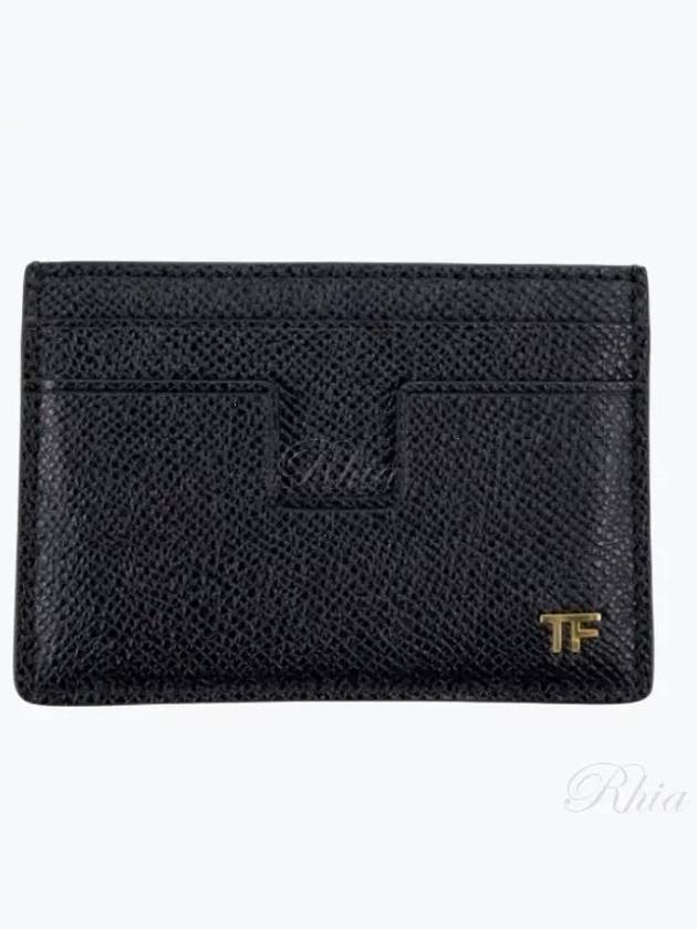 TF Logo Leather Card Wallet Black - TOM FORD - BALAAN 2