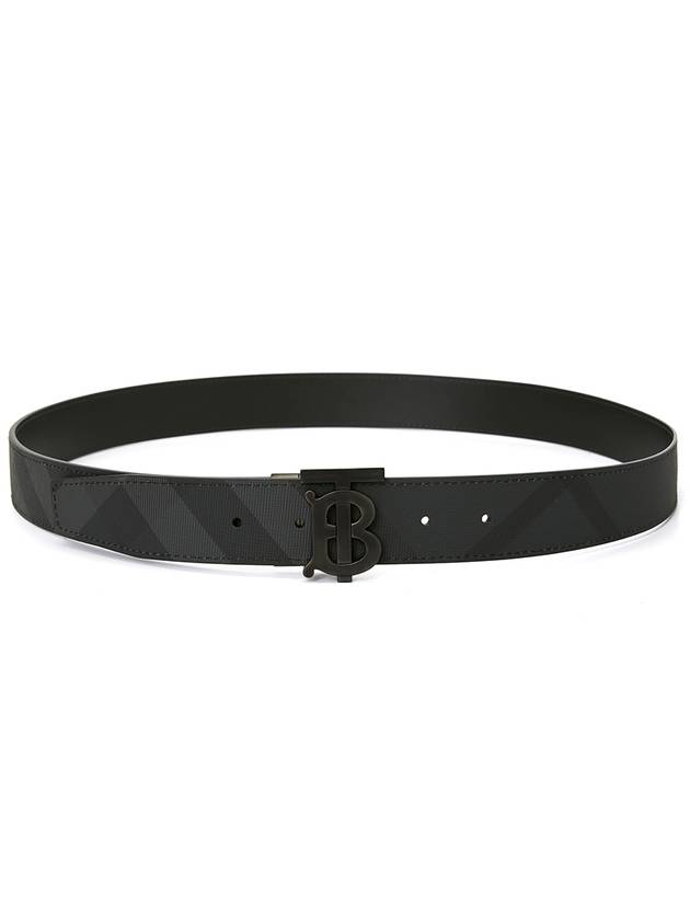 Men's Check Reversible Leather Belt Charcoal Graphite - BURBERRY - BALAAN 4