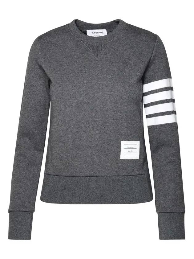 Engineered 4 Bar Stripe Loopback Jersey Knit Crewneck Sweatshirt Dark Grey - THOM BROWNE - BALAAN 3