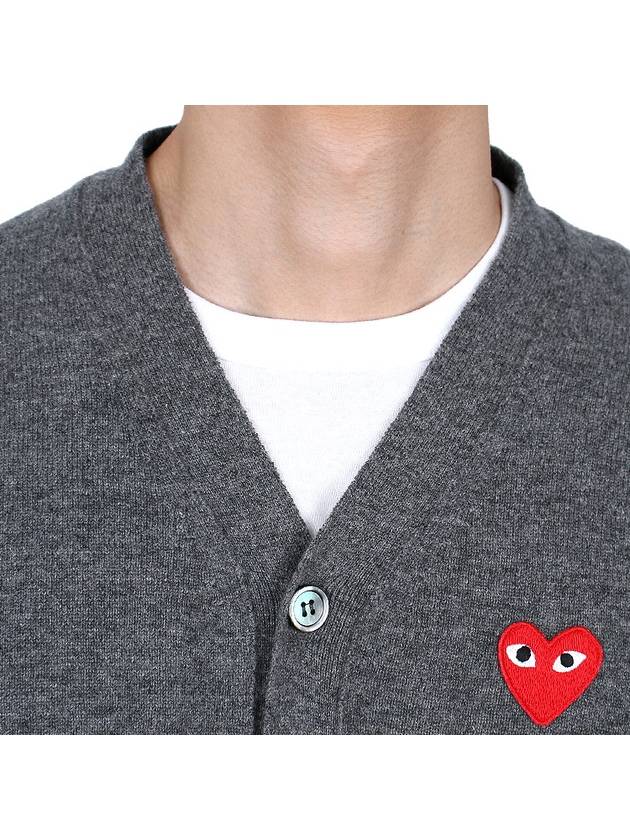 Heart Waffen V-Neck Cardigan Dark Grey - COMME DES GARCONS - BALAAN 8