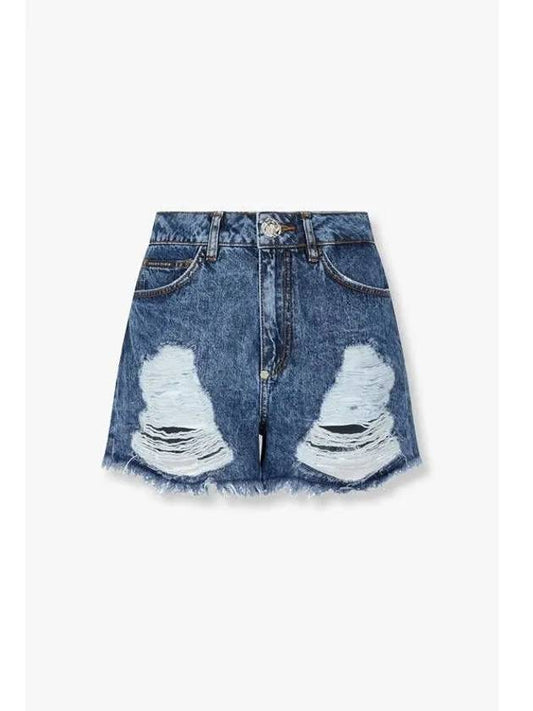 Women s Big Destroyed Denim Shorts Blue - PHILIPP PLEIN - BALAAN 1