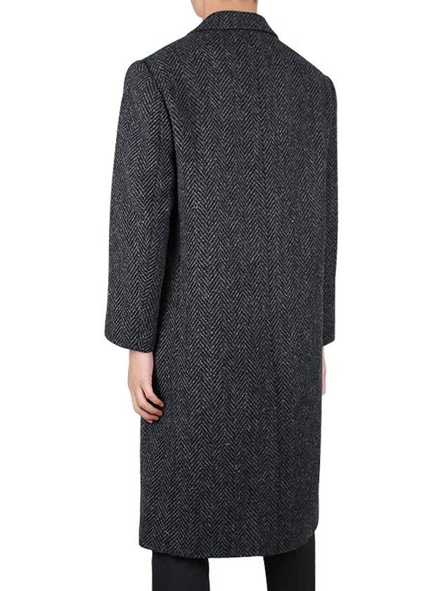 chevron pattern wool single-breasted structured coat gray black - AMI - 6