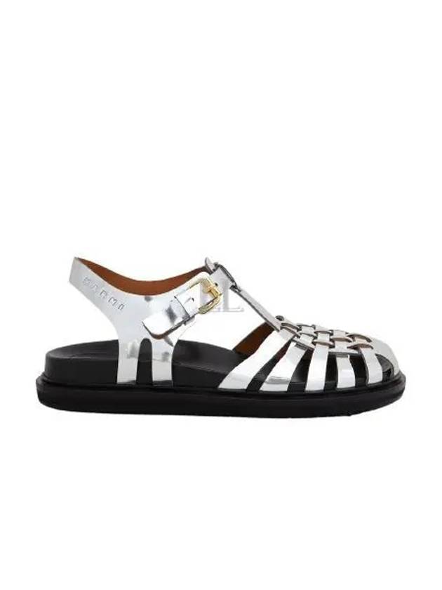 Mirror Leather Fisherman Sandals Silver - MARNI - BALAAN 2