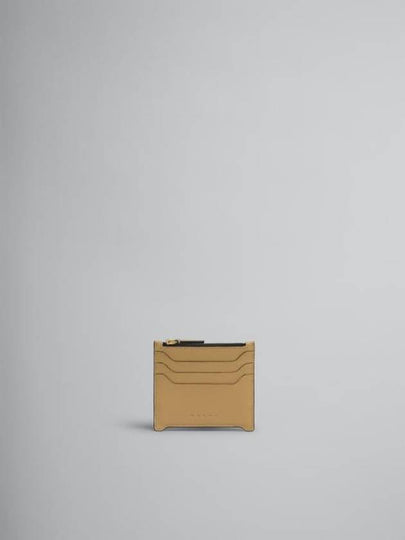 Zipper Leather Card Wallet Beige - MARNI - BALAAN 2