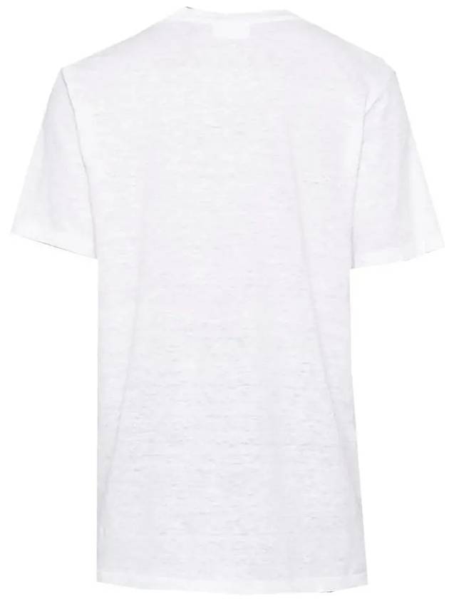 Karman Logo Linen Short Sleeve T-Shirt White - ISABEL MARANT - BALAAN 4