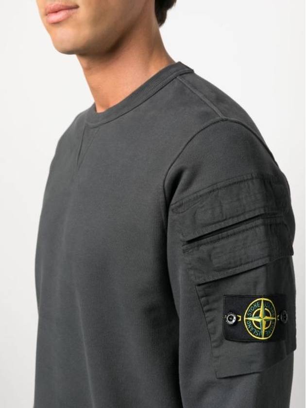 Men's Wappen Patch Cargo Pocket Sweatshirt Grey - STONE ISLAND - BALAAN 8