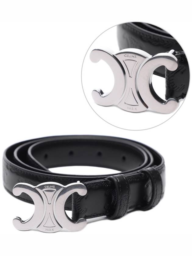 Triomphe Buckle Leather Belt Black - CELINE - BALAAN 3