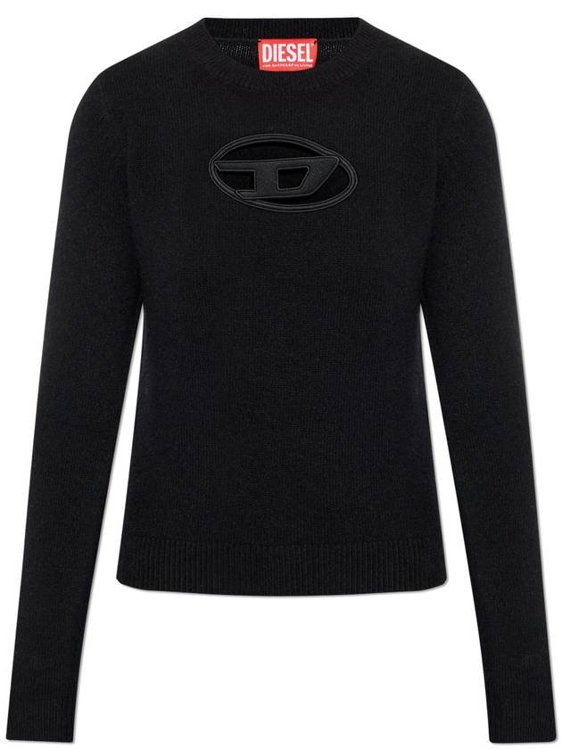 Woman's D Cut Out Logo M Areesa Slim Wool Cashmere Knit Top Black - DIESEL - BALAAN 1