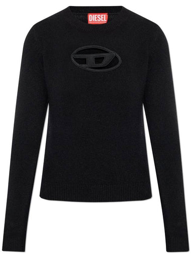 Woman's D Cut Out Logo M Areesa Slim Wool Cashmere Knit Top Black - DIESEL - BALAAN 1