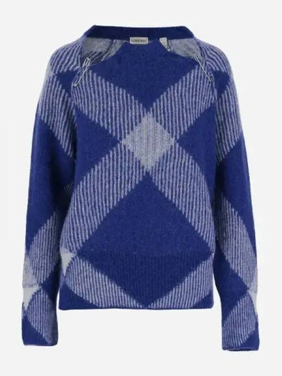 Women's Check Alpaca Wool Blend Knit Top Night - BURBERRY - BALAAN 2