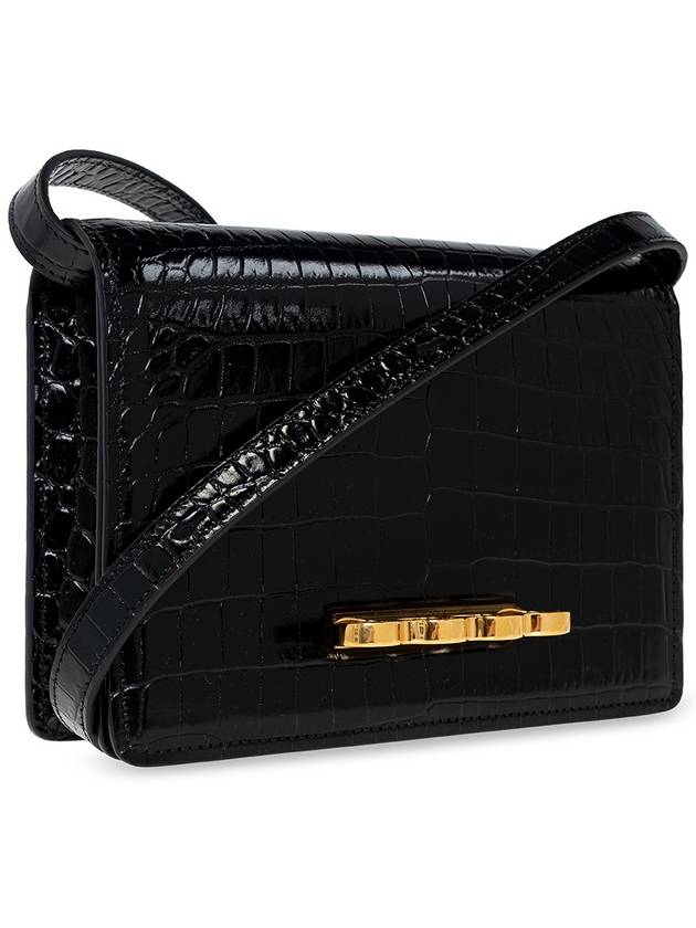 Crocodile Leather 4 Ring Shoulder Bag Black - ALEXANDER MCQUEEN - BALAAN 3