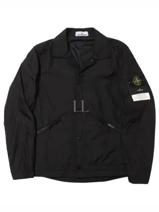 Men's Garment Dyed Crinkle Reps Nylon Shirt Jacket Black - STONE ISLAND - BALAAN 2