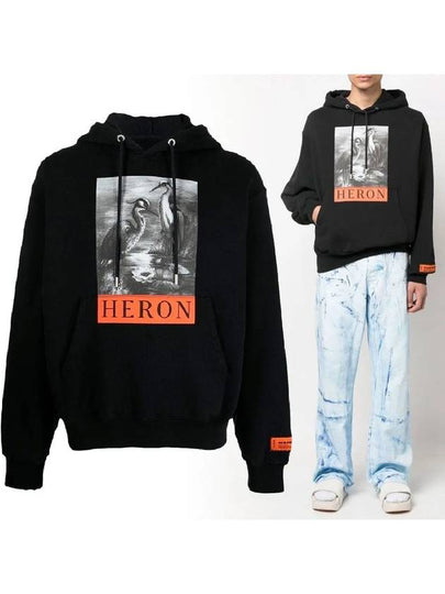 Preston Graphic Print Cotton Hoodie Black - HERON PRESTON - BALAAN 2