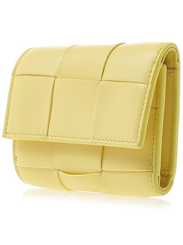 Intrecciato Tri-Fold Zip Half Wallet Yellow - BOTTEGA VENETA - BALAAN 3