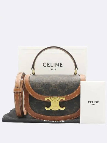 10K502EWU Triomphe Canvas Tan Mini Clea Besace Cross Bag - CELINE - BALAAN 1