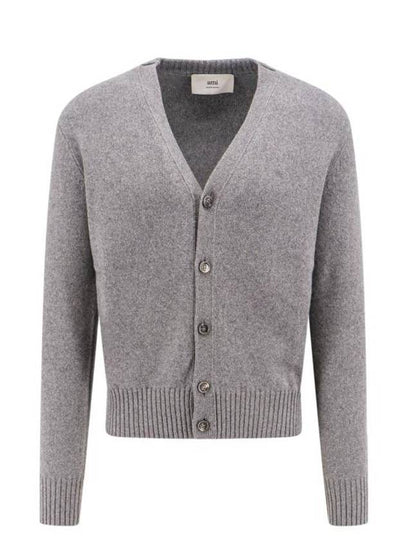 V-Neck Cashmere Cardigan Light Grey - AMI - BALAAN 2