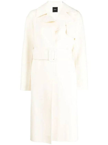 Wrap Wool Cashmere Belt Trench Coat Ivory - THEORY - BALAAN 1