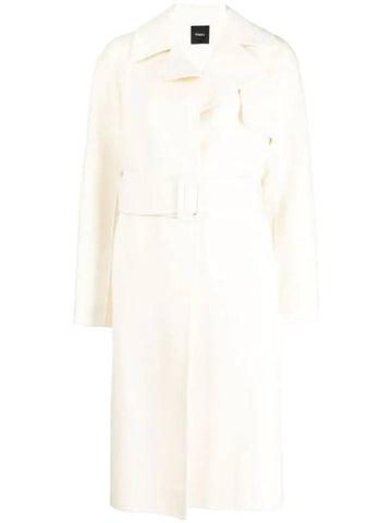Wrap Wool Cashmere Belt Trench Coat Ivory - THEORY - BALAAN 1