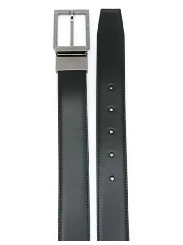 Men's Reversible Adjustable Leather Belt Black - SALVATORE FERRAGAMO - BALAAN 3