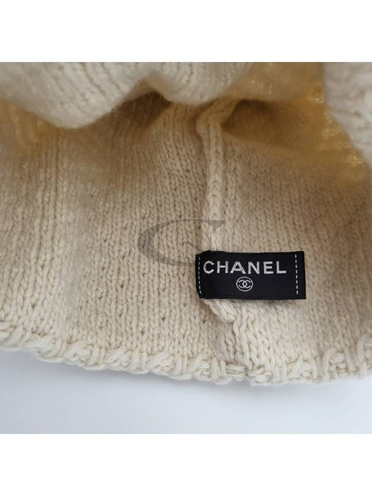 Women s CC Logo Cashmere Beanie White Ivory AAA201 - CHANEL - BALAAN 2