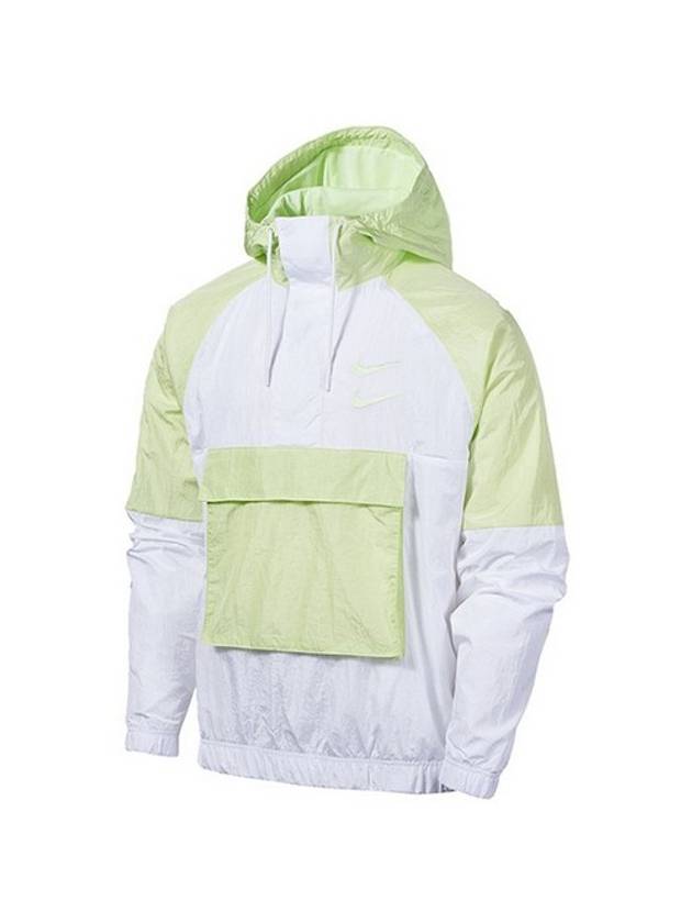 Double Swoosh Anorak Hoodie Windbreaker White Lime - NIKE - BALAAN 1