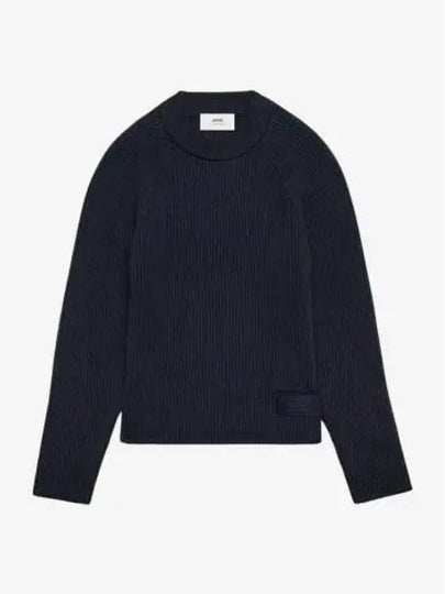 Logo Patch Basic Knit Top Navy - AMI - BALAAN 2