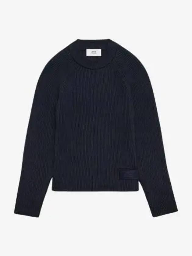 Logo Patch Basic Knit Top Navy - AMI - BALAAN 3