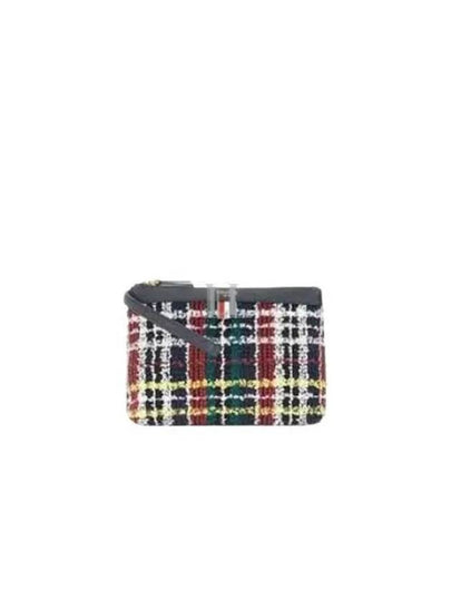 Hunting Tartan Eyelash Tweed Clutch Bag Black - THOM BROWNE - BALAAN 2