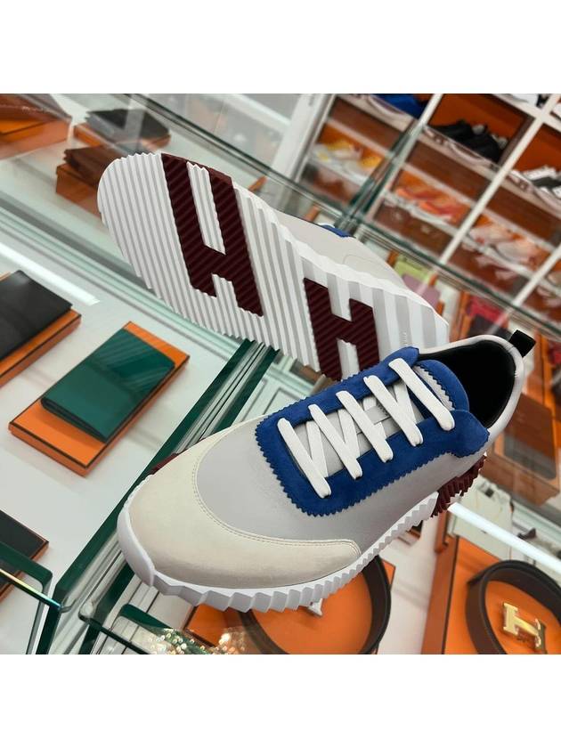 Men's Bouncing Sneakers White Blue Burgundy - HERMES - BALAAN 5