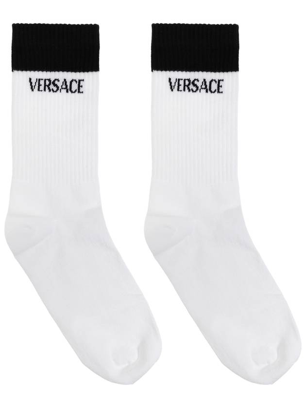 Versace Cotton Socks With Logo, Women's, White - VERSACE - BALAAN 4