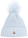 Pom detail ribbed beanie blue - MONCLER - BALAAN 1